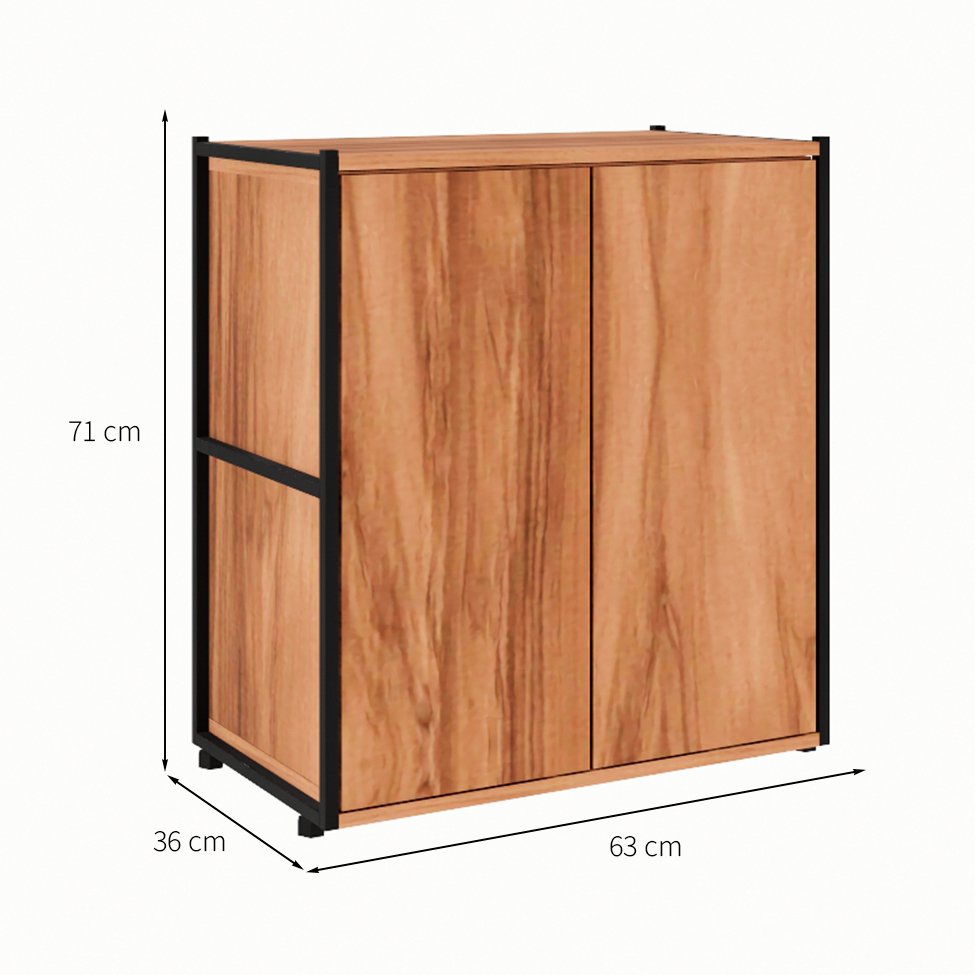 Armário de Escritório Shelf 2 PT Nogal Sevilha e Preto 71 cm