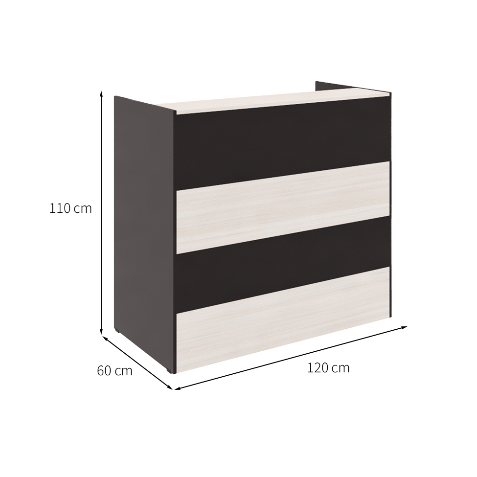 Balcão Recepção Carvalho Berlin e Preto 120 cm