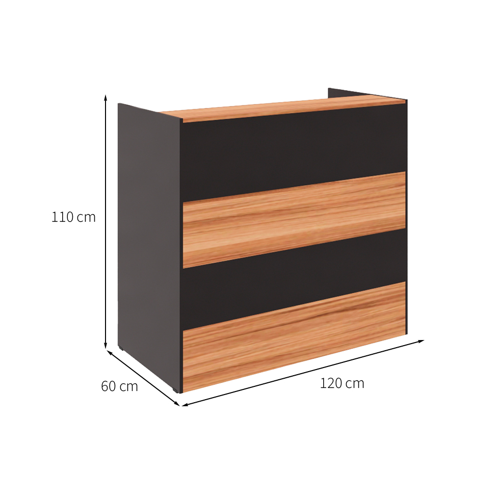 Balcão Recepção Nogal Sevilha e Preto 120 cm