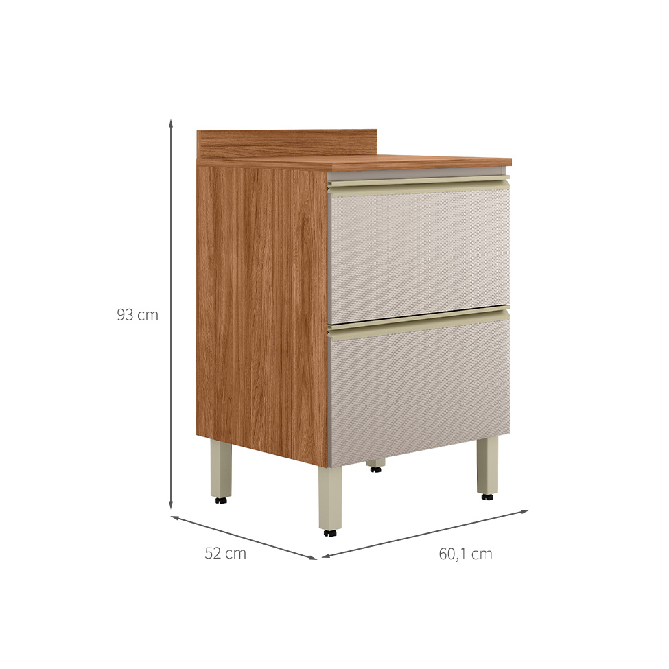 Balcão com Tampo Proença 1 Porta 1 Gaveta Bege e Nogueira