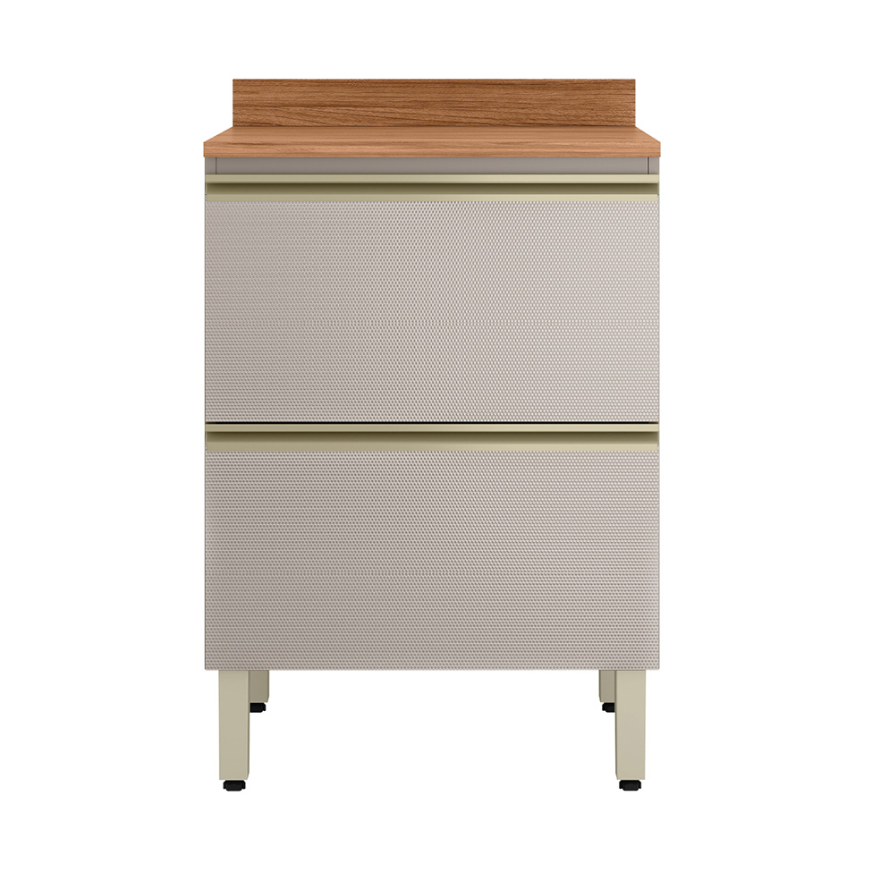 Balcão com Tampo Proença 1 Porta 1 Gaveta Bege e Nogueira