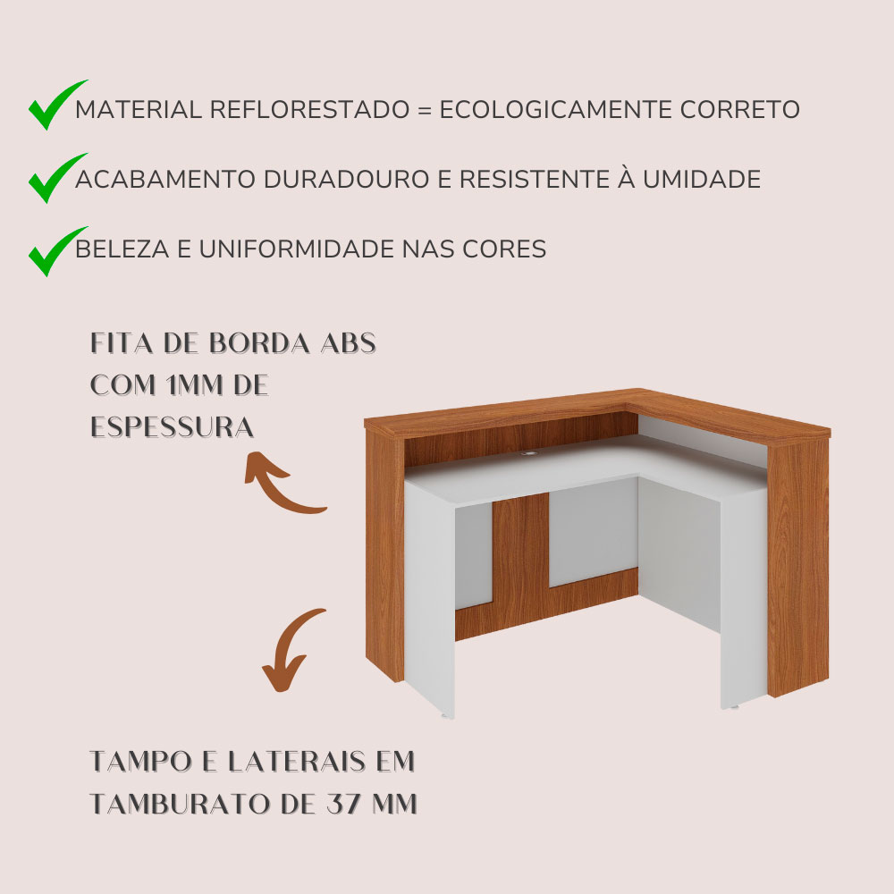 Balcão de Atendimento Lane Branco e Freijó