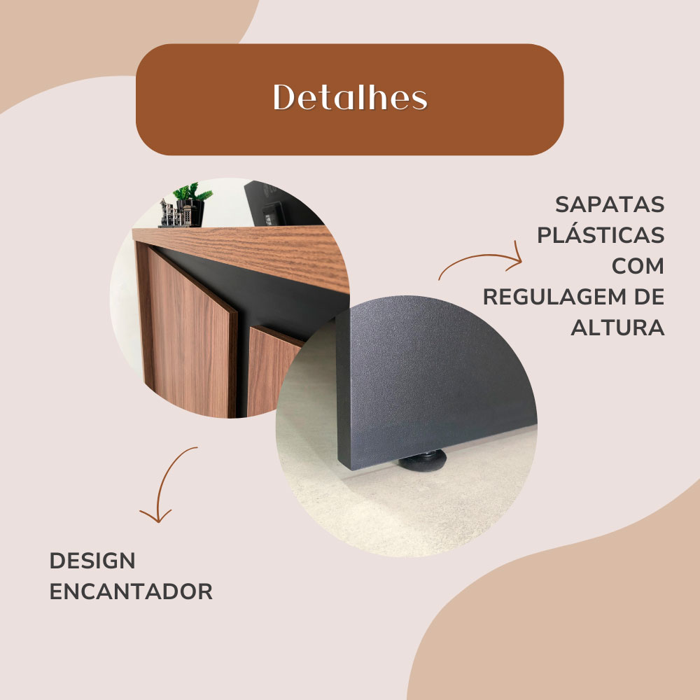 Balcão de Atendimento Lane Preto e Nogal