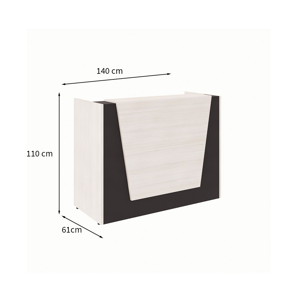 Balcão de Atendimento Recepção Carvalho Berlin e Preto 140 cm