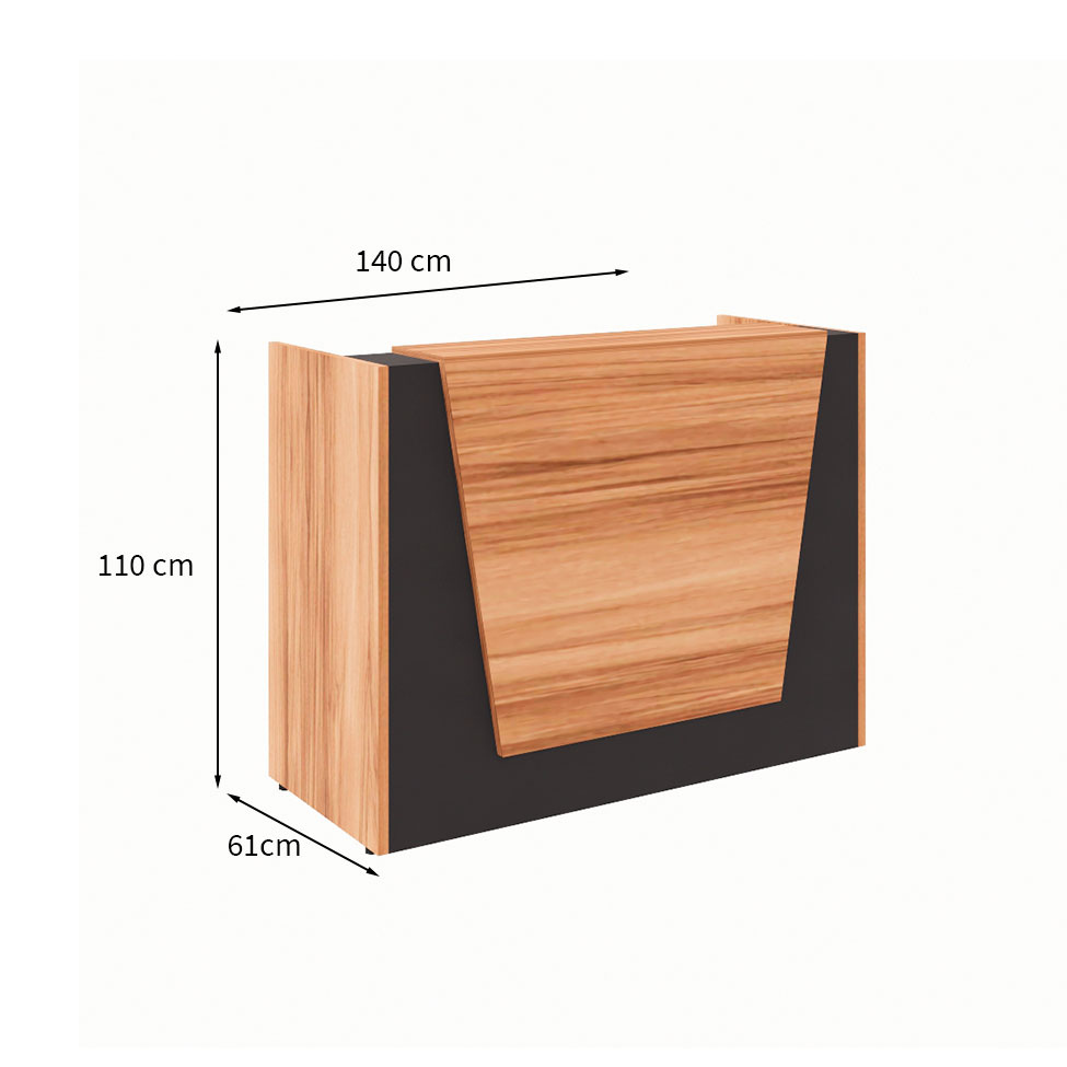 Balcão de Atendimento Recepção Nogal Sevilha e Preto 140 cm