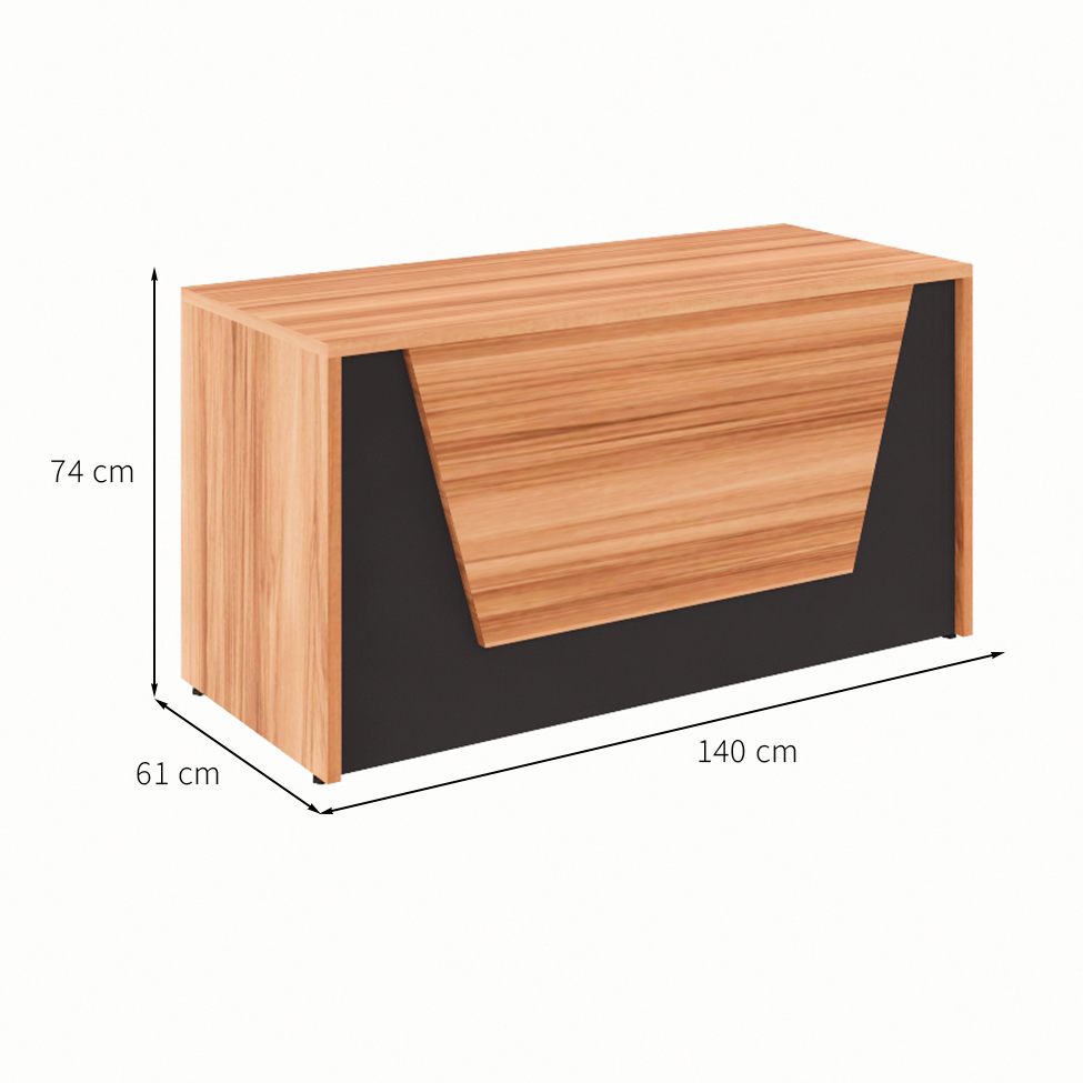 Balcão de Atendimento Recepção Nogal Sevilha e Preto 74x140 cm