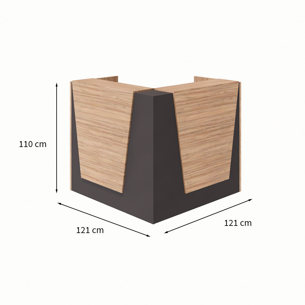 Balcão de Atendimento em L Recepção Ameixa e Preto 121 cm