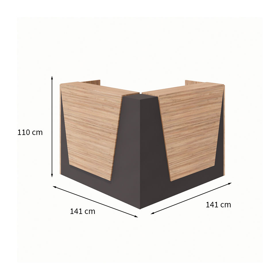 Balcão de Atendimento em L Recepção Ameixa e Preto 141 cm