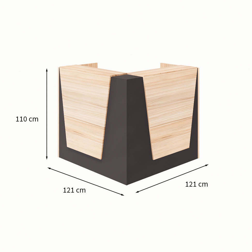 Balcão de Atendimento em L Recepção Calvi e Preto 121 cm