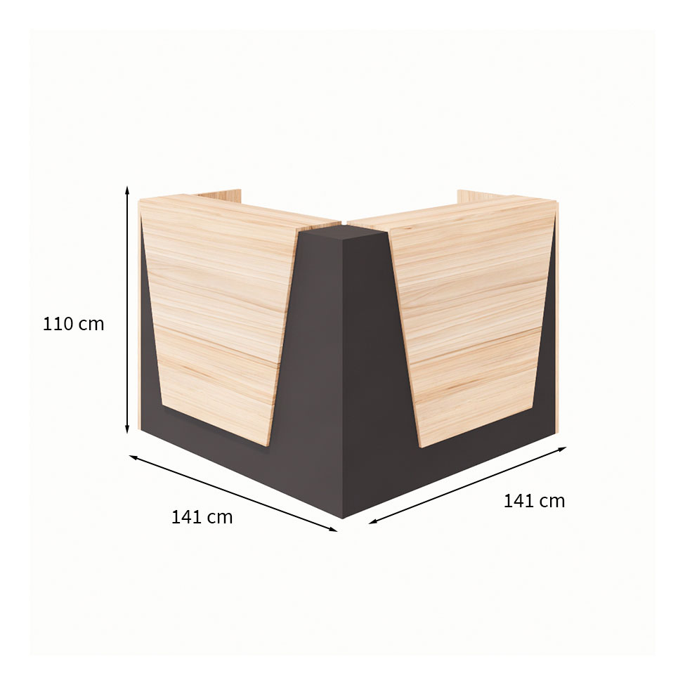 Balcão de Atendimento em L Recepção Calvi e Preto 141 cm