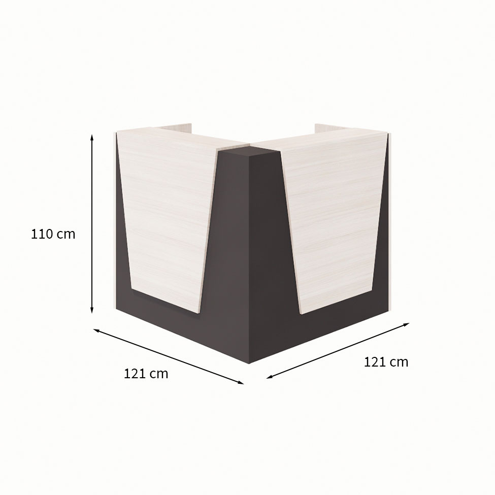 Balcão de Atendimento em L Recepção Carvalho Berlin e Preto 121 cm