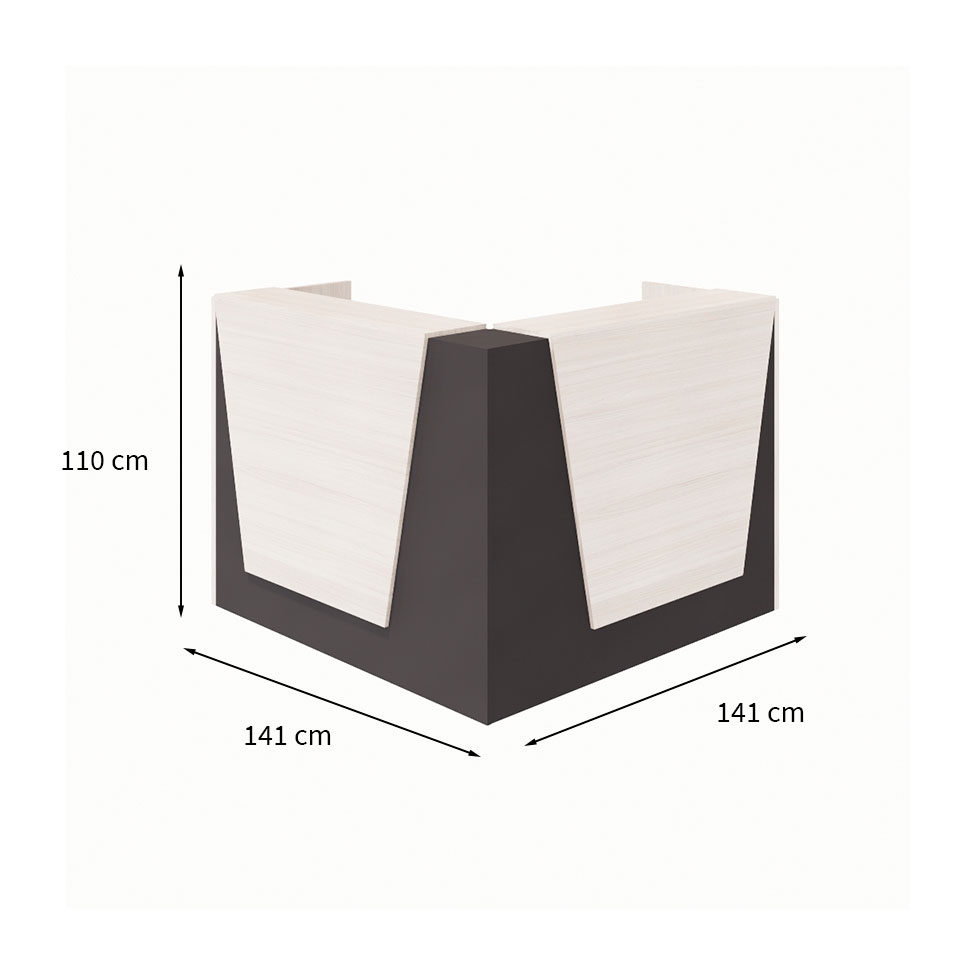 Balcão de Atendimento em L Recepção Carvalho Berlin e Preto 141 cm