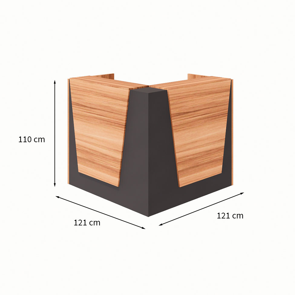 Balcão de Atendimento em L Recepção Nogal Sevilha e Preto 121 cm