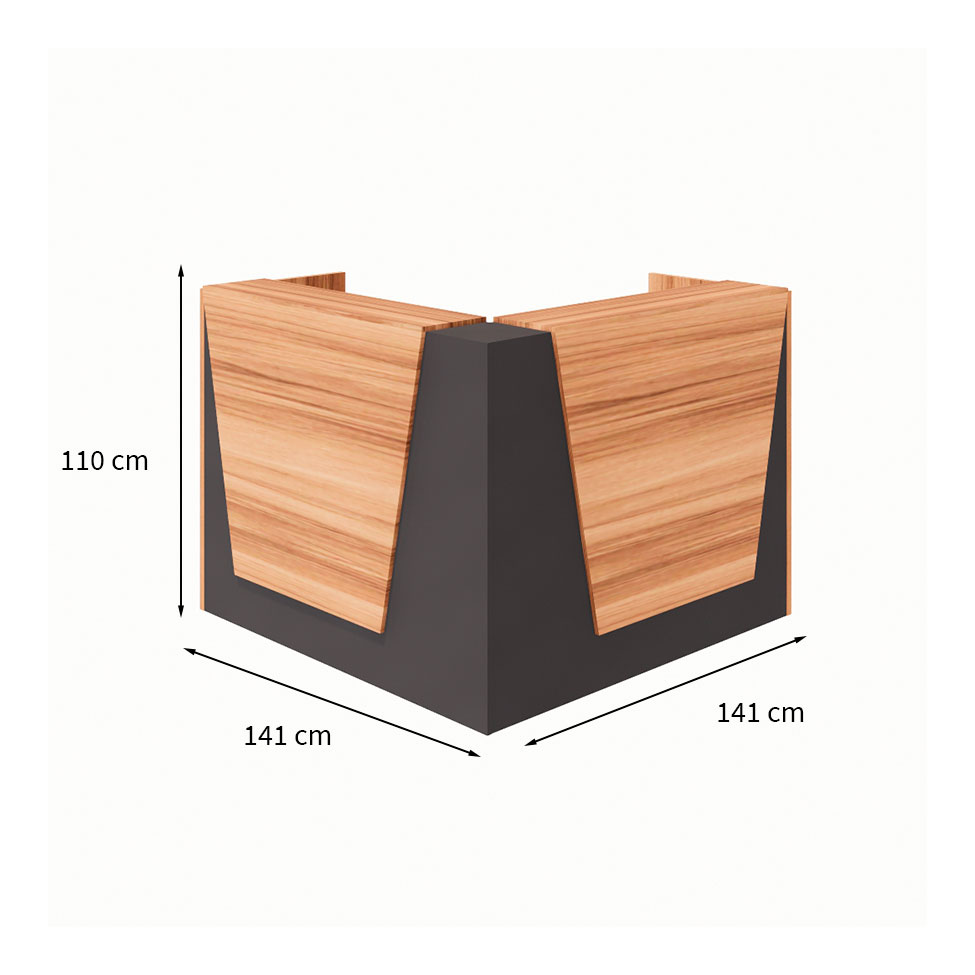 Balcão de Atendimento em L Recepção Nogal Sevilha e Preto 141 cm
