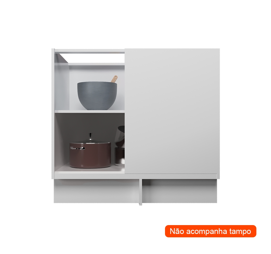 Balcão de Canto sem Tampo Évora 1 Porta Branco Ártico