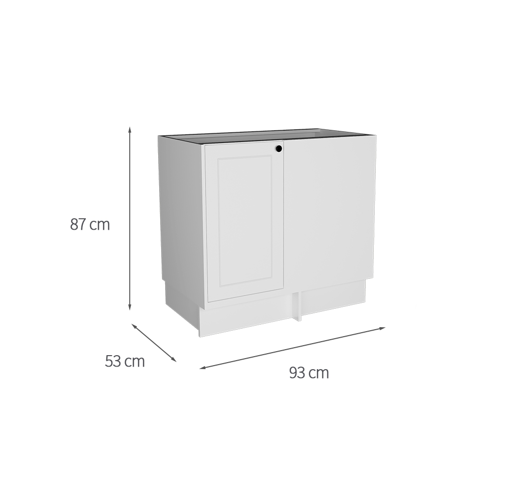 Balcão de Canto sem Tampo Évora 1 Porta Branco Ártico