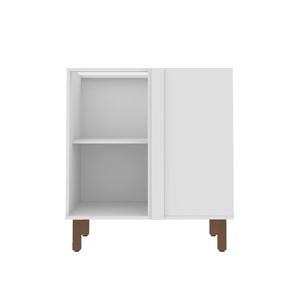 Balcão de Canto sem Tampo Iluminata 1 Porta Branco e Fendi