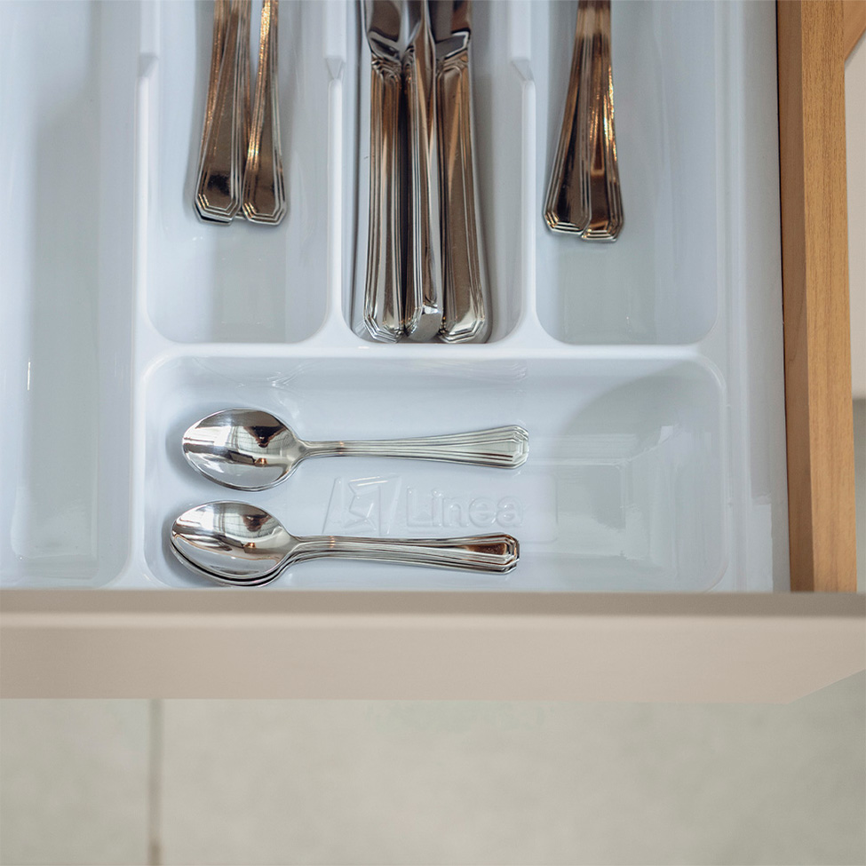 Balcão de Cozinha Allure com Tampo 2 Portas 3 Gavetas Gris e Jequtibá