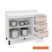 Balcão de Cozinha Amara com Tampo 2 Portas 3 Creme e Branco