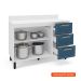 Balcão de Cozinha Amara com Tampo 2 Portas 3 Gavetas Azul e Branco