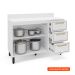 Balcão de Cozinha Amara com Tampo 2 Portas 3 Gavetas Branco