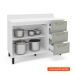 Balcão de Cozinha Amara com Tampo 2 Portas 3 Gavetas Verde e Branco