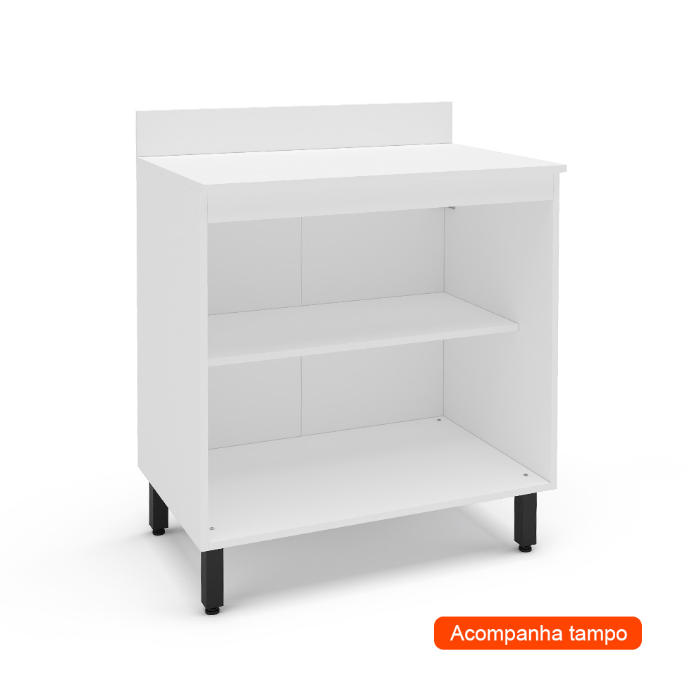 Balcão de Cozinha Amara com Tampo 2 Portas Azul e Branco