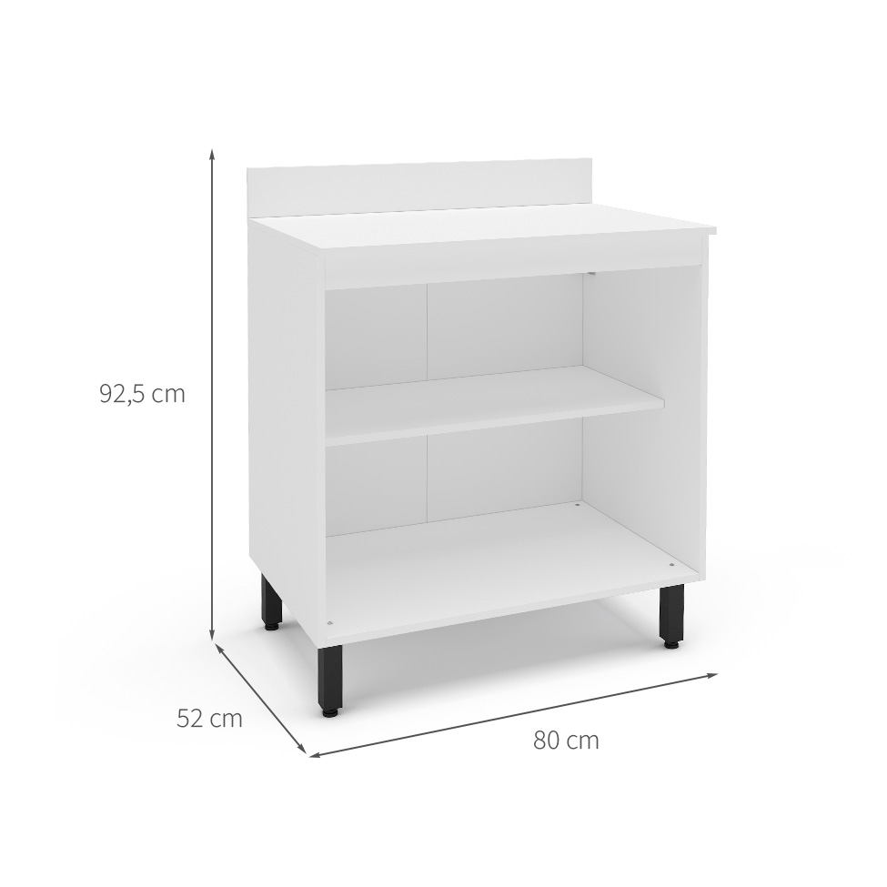 Balcão de Cozinha Amara com Tampo 2 Portas Azul e Branco