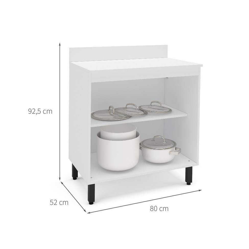 Balcão de Cozinha Amara com Tampo 2 Portas Branco