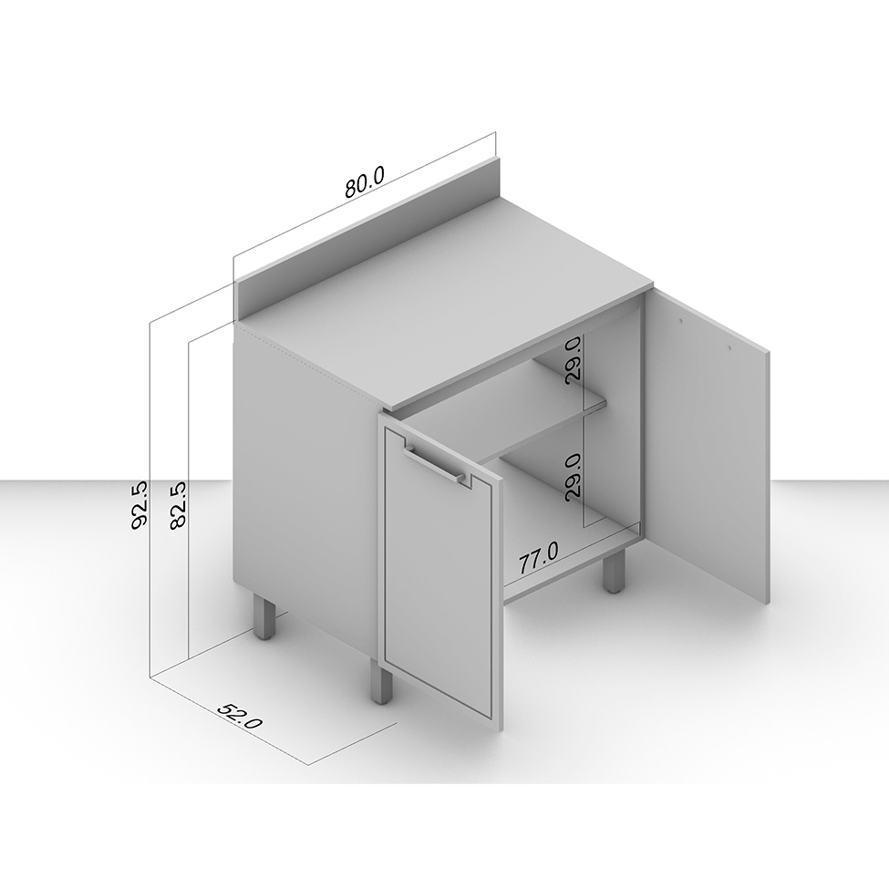 Balcão de Cozinha Amara com Tampo 2 Portas Branco