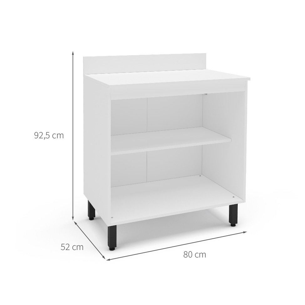 Balcão de Cozinha Amara com Tampo 2 Portas Verde e Branco