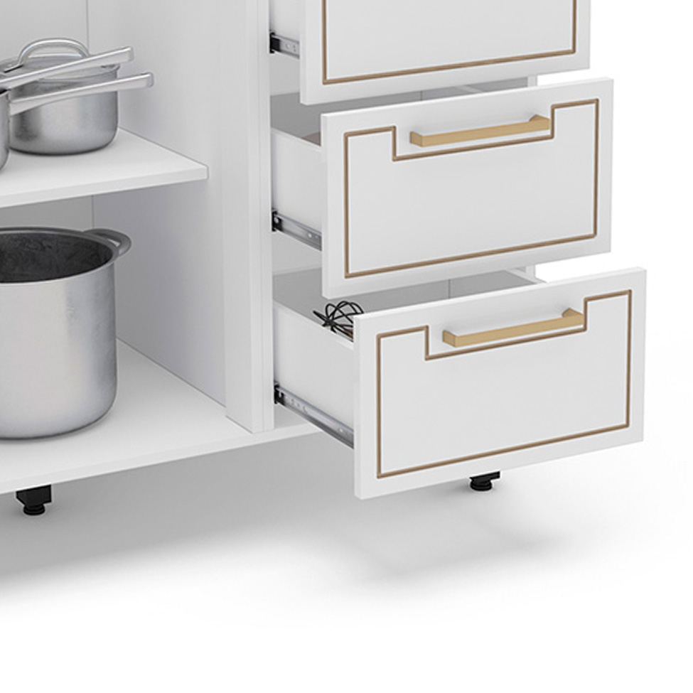 Balcão de Cozinha Amara sem Tampo 2 Portas 3 Gavetas Branco