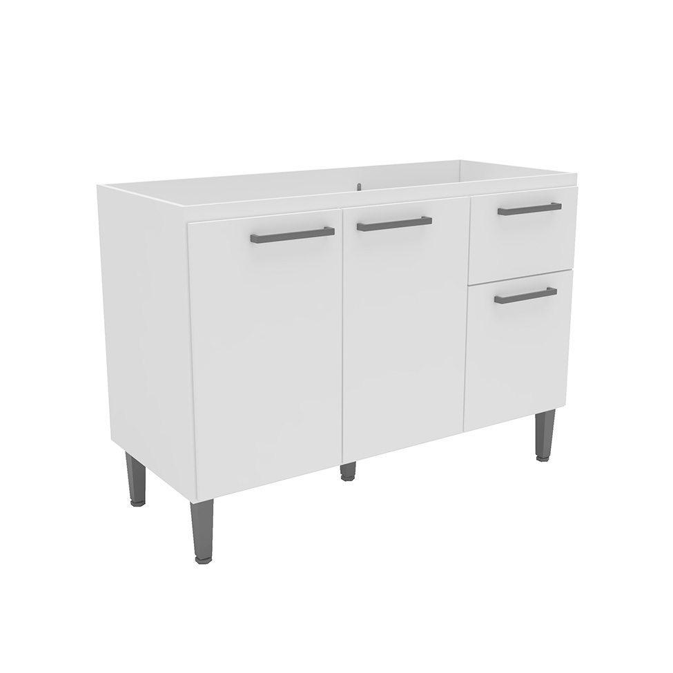 Balcão de Cozinha Amor Perfeito sem Tampo 3 Portas 1 Gaveta Branco