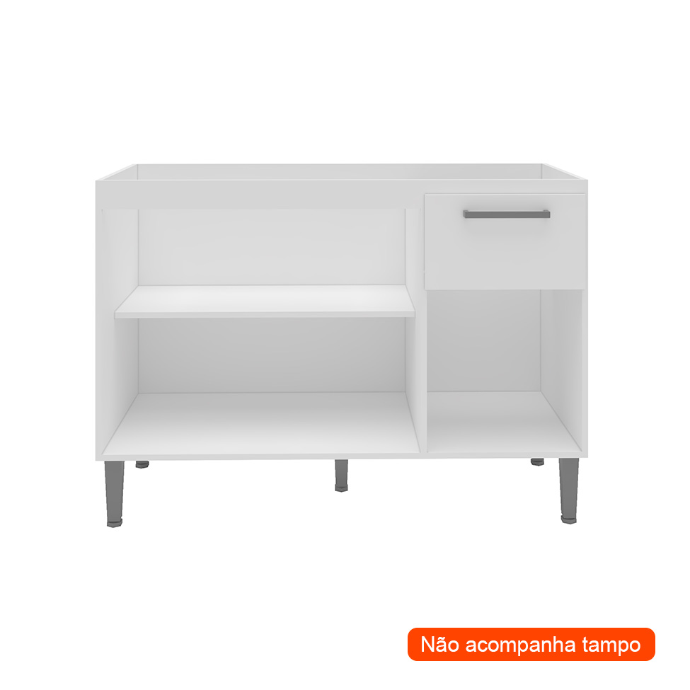 Balcão de Cozinha Amor Perfeito sem Tampo 3 Portas 1 Gaveta Branco