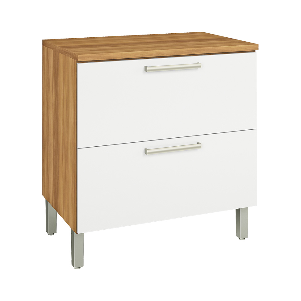 Balcão de Cozinha Burguesa Premium com Tampo 1 Porta 1 Gaveta Freijó e Branco