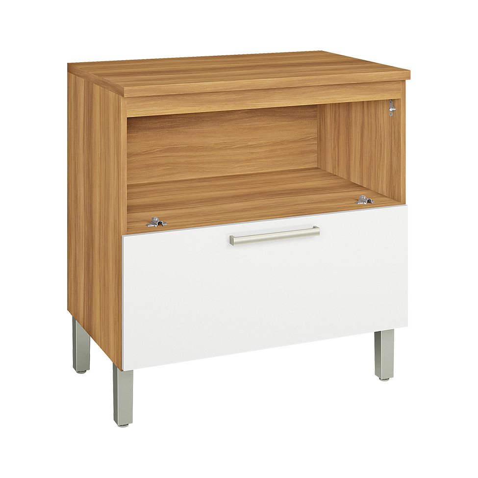 Balcão de Cozinha Burguesa Premium com Tampo 1 Porta 1 Gaveta Freijó e Branco