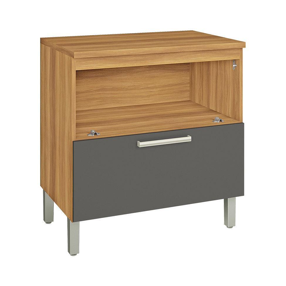 Balcão de Cozinha Burguesa Premium com Tampo 1 Porta 1 Gaveta Freijó e Grafite