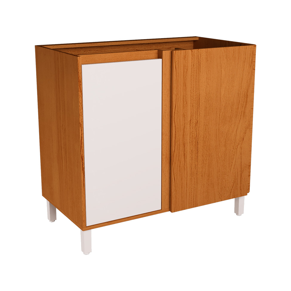 Balcão de Cozinha Canto Denver sem Tampo 1 Porta Freijó e Branco