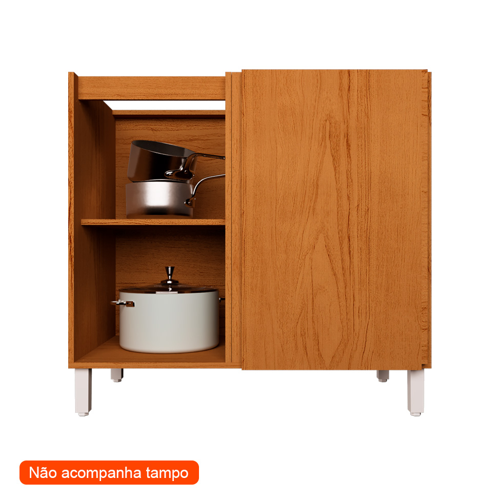 Balcão de Cozinha Canto Denver sem Tampo 1 Porta Freijó e Branco