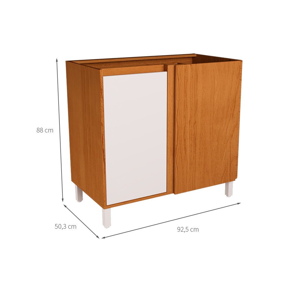 Balcão de Cozinha Canto Denver sem Tampo 1 Porta Freijó e Branco
