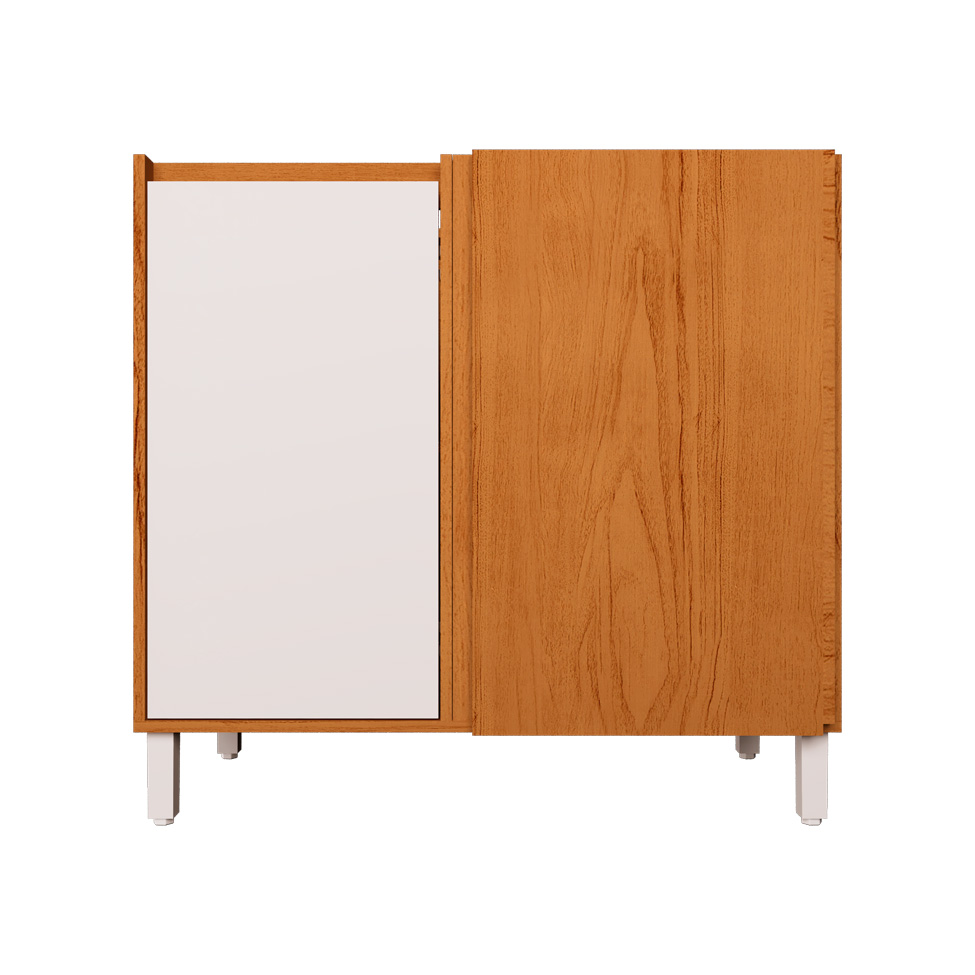 Balcão de Cozinha Canto Denver sem Tampo 1 Porta Freijó e Branco