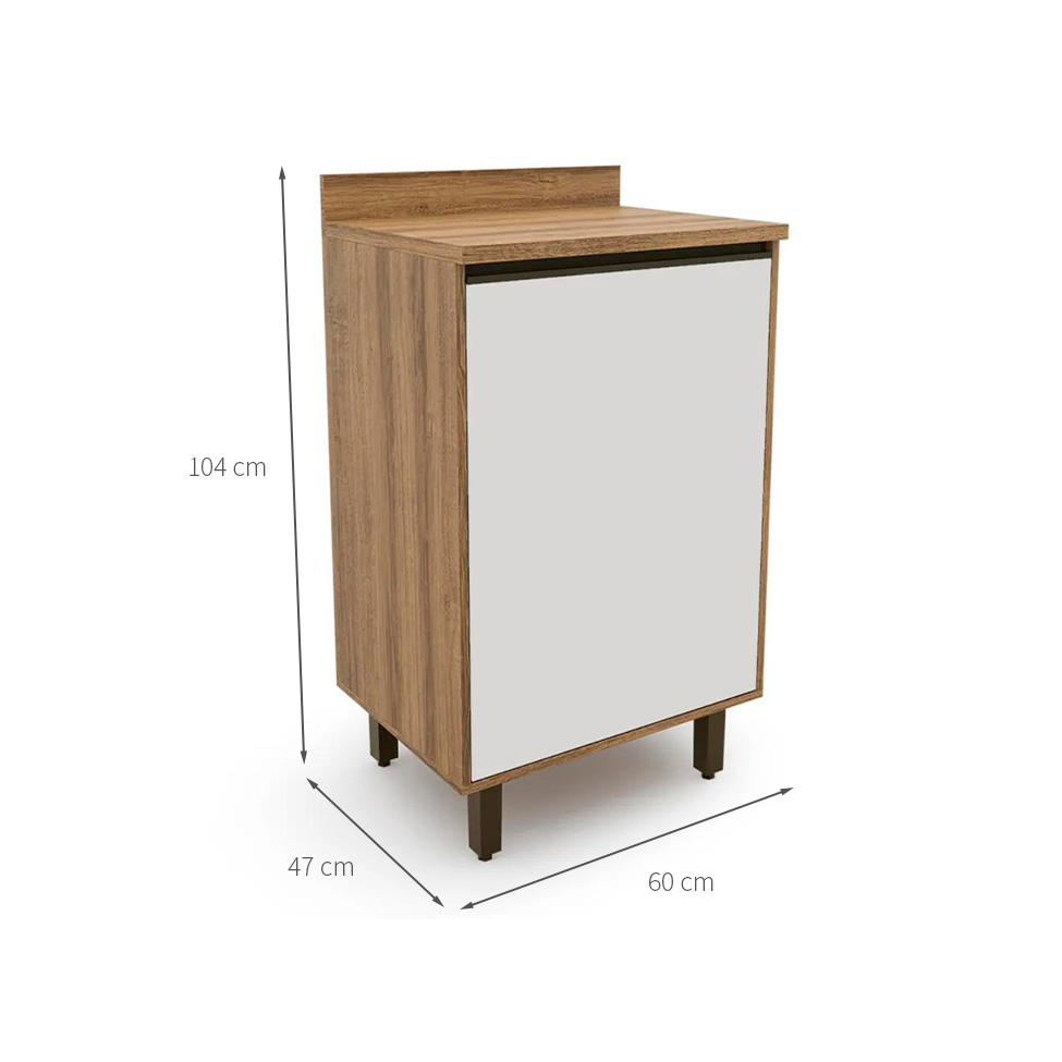 Balcão de Cozinha Confort 1 Porta Cinamomo e Off White