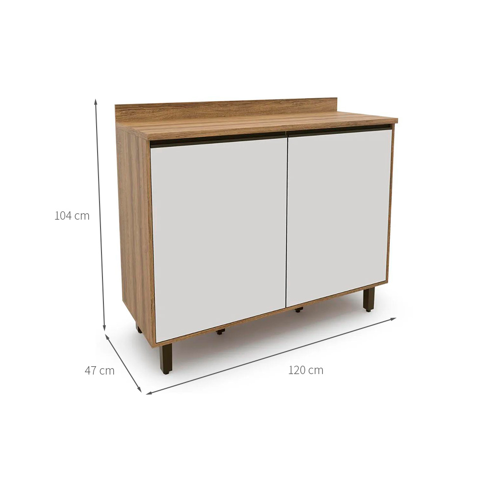 Balcão de Cozinha Confort 2 Portas Cinamomo e Off White
