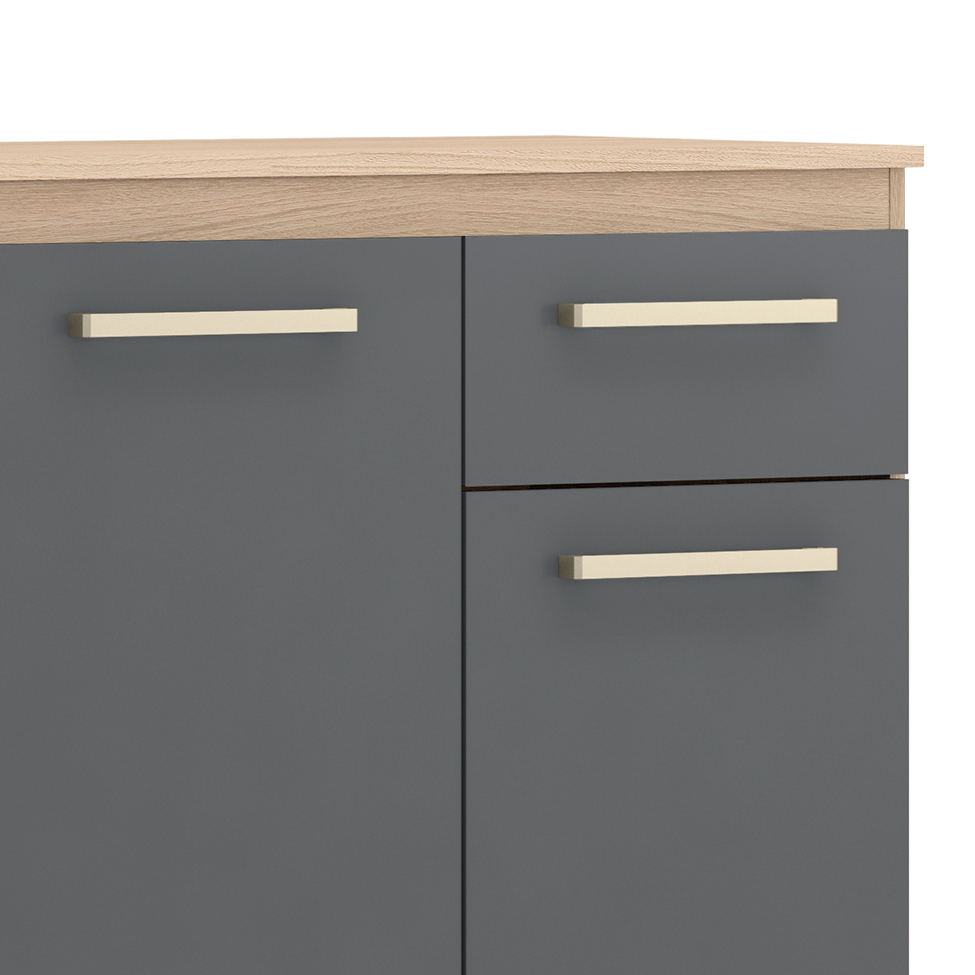 Balcão de Cozinha Dama com Tampo 3 Portas 1 Gaveta Avena e Grafito