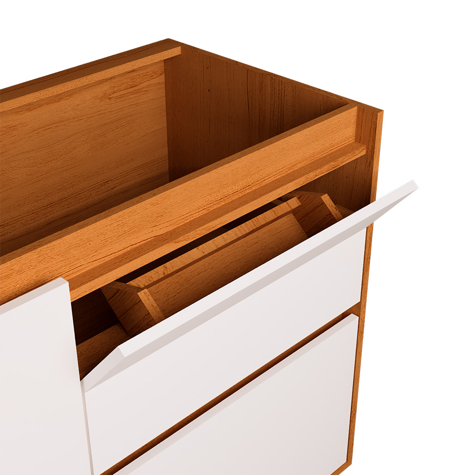 Balcão de Cozinha Denver sem Tampo 2 Portas 2 Gavetas Freijó e Branco