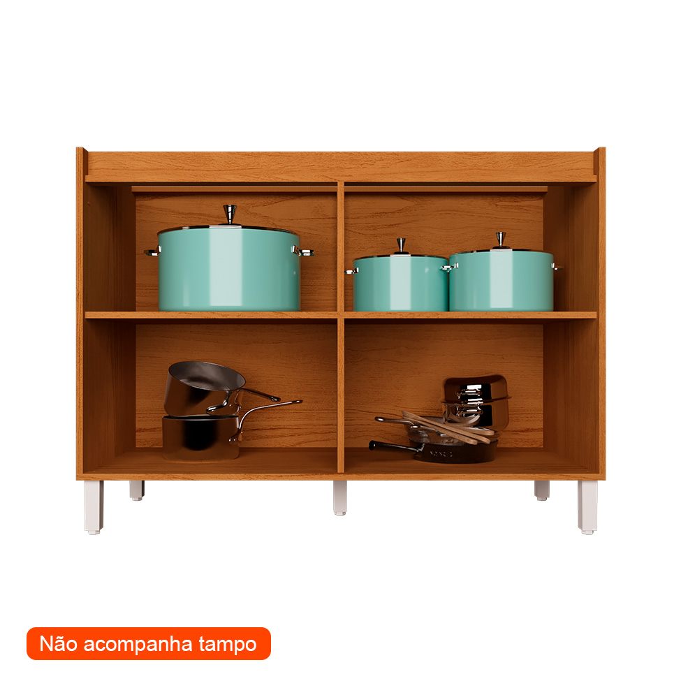 Balcão de Cozinha Denver sem Tampo 2 Portas Freijó e Branco 120 cm