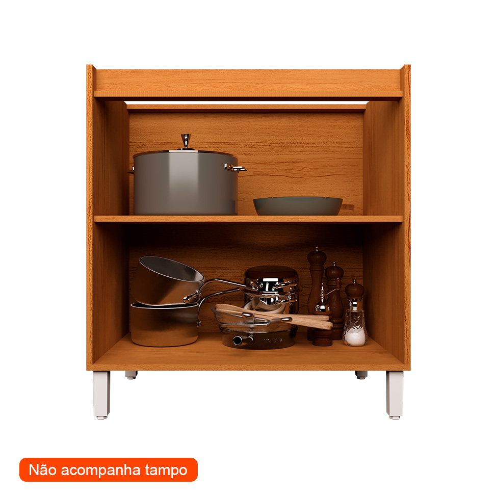 Balcão de Cozinha Denver sem Tampo 2 Portas Freijó e Branco 80 cm