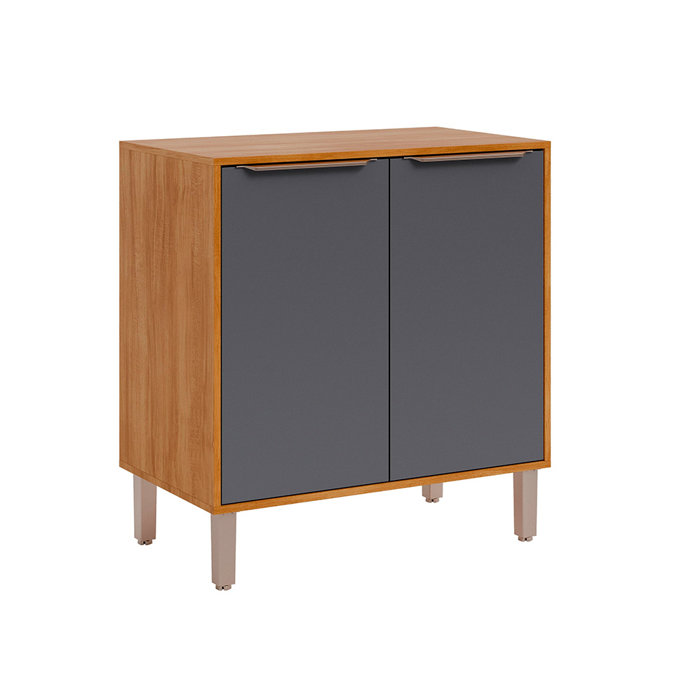 Balcão de Cozinha Domus 100% MDF com Tampo 100% MDF 2 Portas Cinamomo e Titanium