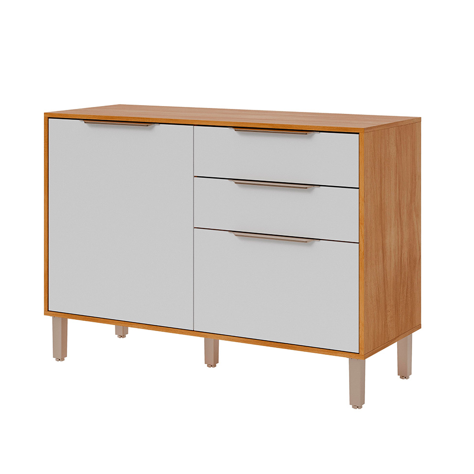 Balcão de Cozinha Domus 100% MDF com Tampo 2 Portas 2 Gavetas Cinamomo e Branco