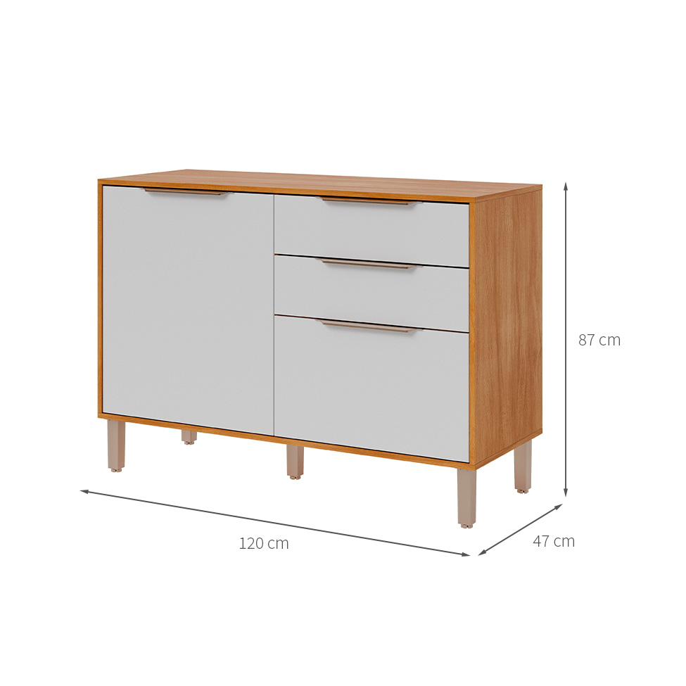 Balcão de Cozinha Domus 100% MDF com Tampo 2 Portas 2 Gavetas Cinamomo e Branco